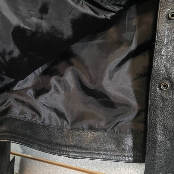 Leather King‎ Mens Black Genuine Leather Shirt Jacket Snap Front 3XL 3 X Large - Picture 4 of 7